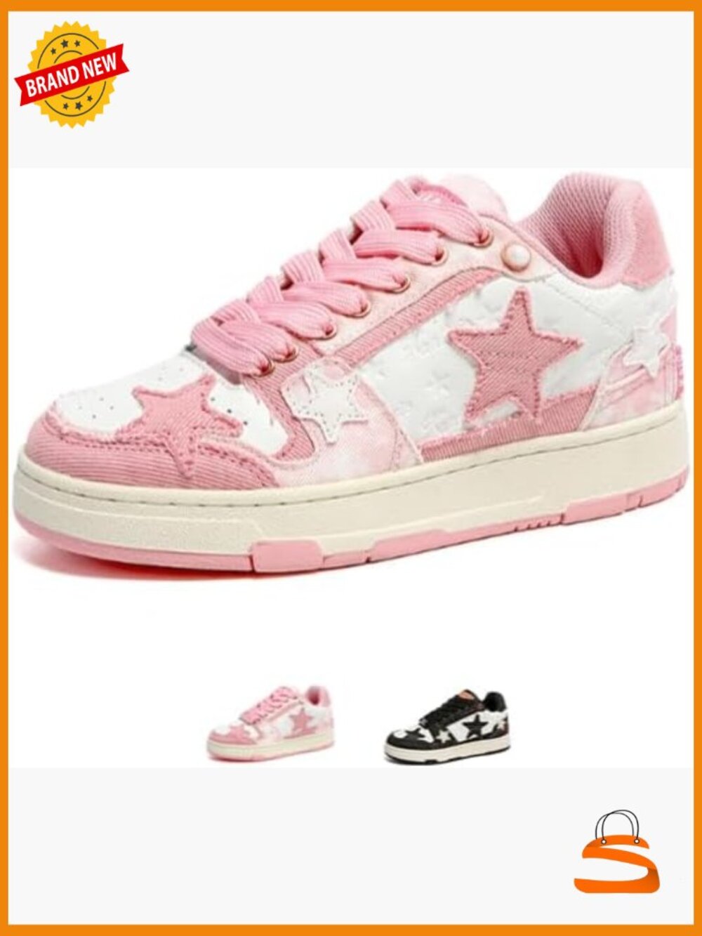 Retro Star Chunky Platform Sneakers Vintage Y2K Skate Shoes Lace-Up Mid Top